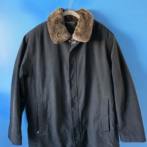 Marc New York Black Jacket with Removable Faux Fur Brown Lining